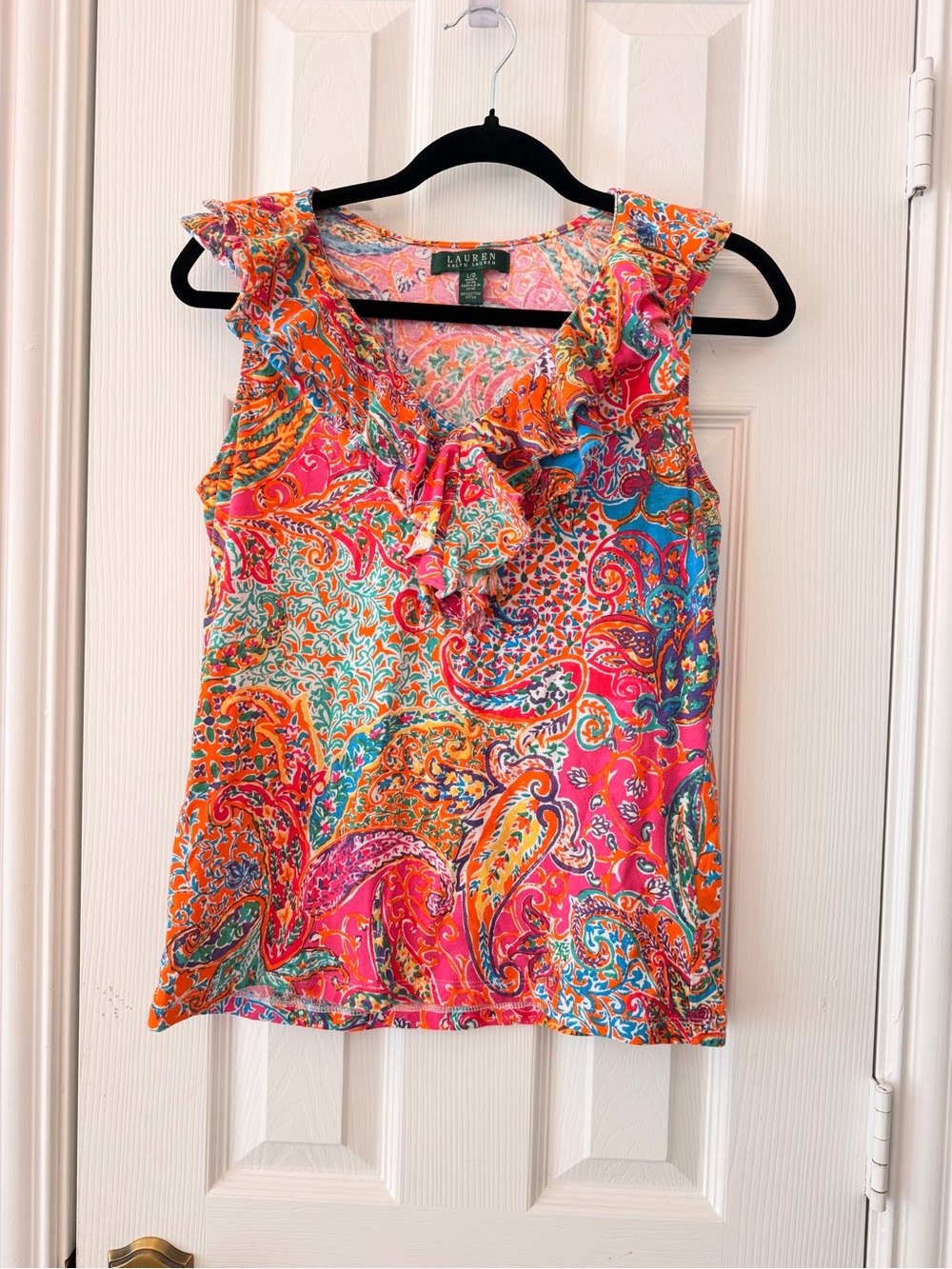 Ralph Lauren Multicolor Paisley Ruffle Sleeveless Camisole